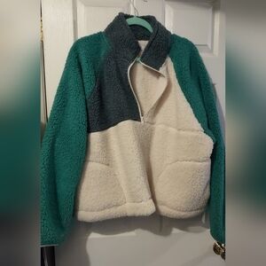Arizona Jean Company Teal and Cream Teddy Jacket